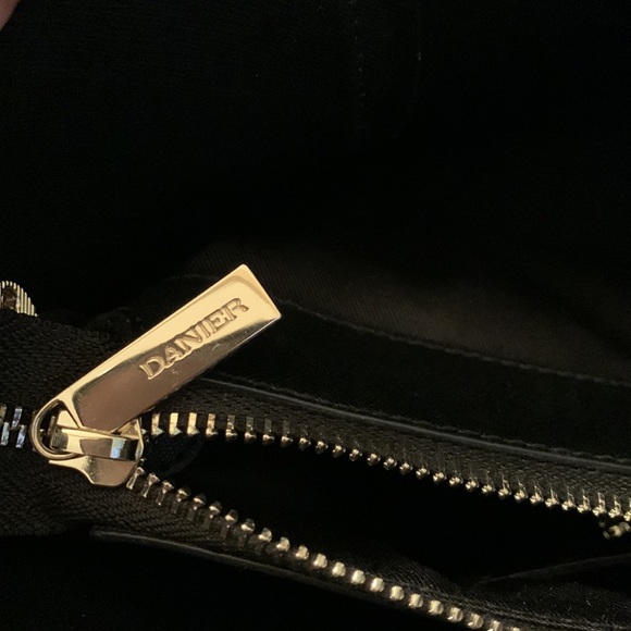 Danier Saffiano Leather Trapeze Style Black and White Handbag - Picture 10 of 13